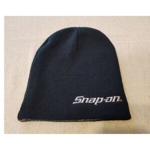 Snap On Black Knit Beanie Hat Embroidered Logo Workwear Automotive